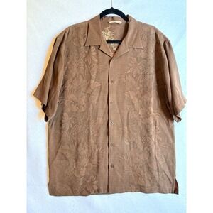 Tommy Bahama Mens Silk Floral Print Short Sleeve Button Down Shirt Size M